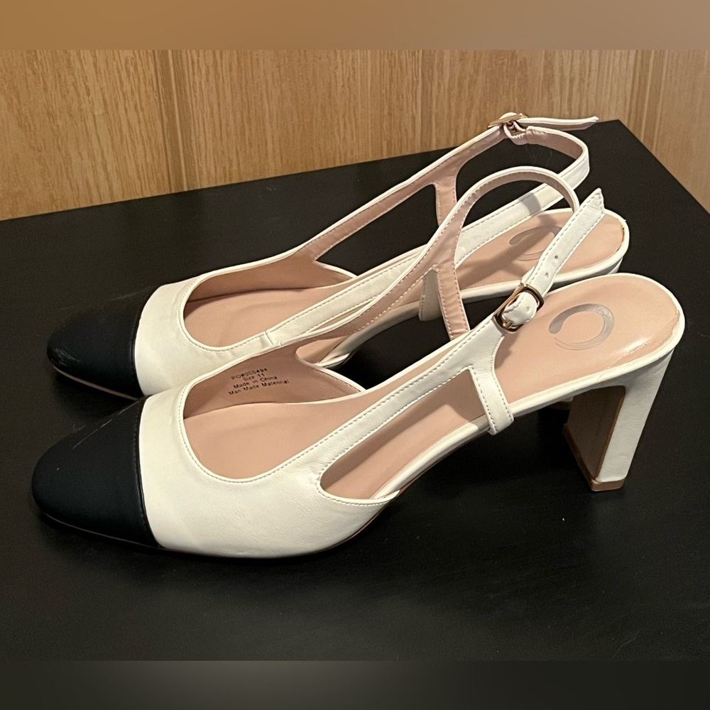 Journee Collection Womens Reignn Sling Back Mid Block Heel Almond Toe Pumps - Picture 3 of 16